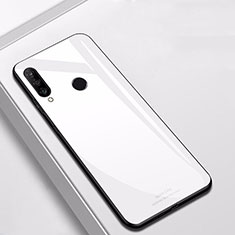 Coque Rebord Contour Silicone et Vitre Miroir Housse Etui pour Huawei P30 Lite XL Blanc