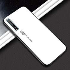 Coque Rebord Contour Silicone et Vitre Miroir Housse Etui pour Huawei Y8p Blanc