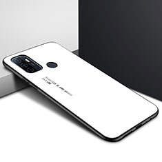 Coque Rebord Contour Silicone et Vitre Miroir Housse Etui pour Oppo A53 Blanc