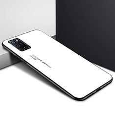 Coque Rebord Contour Silicone et Vitre Miroir Housse Etui pour Oppo A72 Blanc