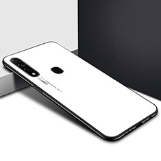 Coque Rebord Contour Silicone et Vitre Miroir Housse Etui pour Oppo A8 Blanc