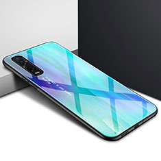 Coque Rebord Contour Silicone et Vitre Miroir Housse Etui pour Oppo Find X2 Cyan