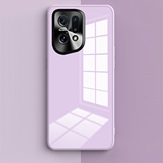 Coque Rebord Contour Silicone et Vitre Miroir Housse Etui pour Oppo Find X5 5G Violet Clair