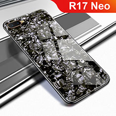 Coque Rebord Contour Silicone et Vitre Miroir Housse Etui pour Oppo R17 Neo Noir