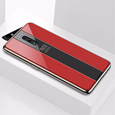 Coque Rebord Contour Silicone et Vitre Miroir Housse Etui pour Oppo Reno Rouge