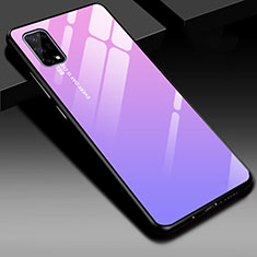 Coque Rebord Contour Silicone et Vitre Miroir Housse Etui pour Realme V5 5G Violet Clair