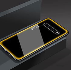 Coque Rebord Contour Silicone et Vitre Miroir Housse Etui pour Samsung Galaxy S10 5G SM-G977B Jaune