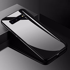 Coque Rebord Contour Silicone et Vitre Miroir Housse Etui pour Samsung Galaxy S10 Noir