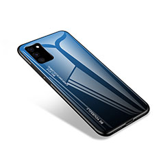 Coque Rebord Contour Silicone et Vitre Miroir Housse Etui pour Samsung Galaxy S20 FE 5G Bleu