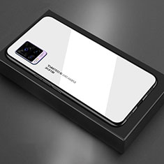 Coque Rebord Contour Silicone et Vitre Miroir Housse Etui pour Vivo V20 Blanc