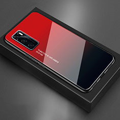 Coque Rebord Contour Silicone et Vitre Miroir Housse Etui pour Vivo Y70 (2020) Rouge