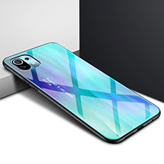 Coque Rebord Contour Silicone et Vitre Miroir Housse Etui pour Xiaomi Mi 11 Lite 5G Cyan