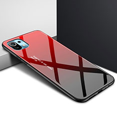 Coque Rebord Contour Silicone et Vitre Miroir Housse Etui pour Xiaomi Mi 11 Lite 5G Rouge