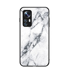 Coque Rebord Contour Silicone et Vitre Miroir Housse Etui pour Xiaomi Mi 12 5G Blanc