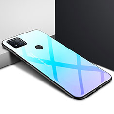 Coque Rebord Contour Silicone et Vitre Miroir Housse Etui pour Xiaomi POCO C3 Bleu Ciel