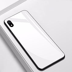 Coque Rebord Contour Silicone et Vitre Miroir Housse Etui pour Xiaomi Redmi 7A Blanc