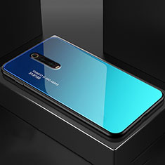 Coque Rebord Contour Silicone et Vitre Miroir Housse Etui pour Xiaomi Redmi K20 Pro Bleu