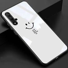 Coque Rebord Contour Silicone et Vitre Miroir Housse Etui T01 pour Huawei Honor 20S Blanc