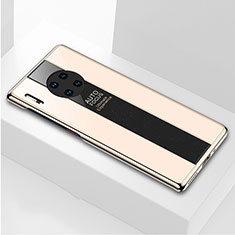Coque Rebord Contour Silicone et Vitre Miroir Housse Etui T01 pour Huawei Mate 30 Pro 5G Or
