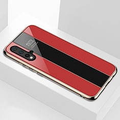 Coque Rebord Contour Silicone et Vitre Miroir Housse Etui T01 pour Huawei Nova 5 Rouge