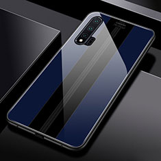 Coque Rebord Contour Silicone et Vitre Miroir Housse Etui T01 pour Huawei Nova 6 5G Bleu