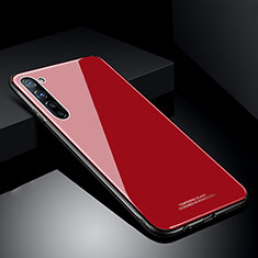 Coque Rebord Contour Silicone et Vitre Miroir Housse Etui T01 pour Oppo A91 Rouge