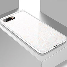 Coque Rebord Contour Silicone et Vitre Miroir Housse Etui T01 pour Oppo K1 Blanc