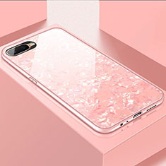 Coque Rebord Contour Silicone et Vitre Miroir Housse Etui T01 pour Oppo R15X Rose