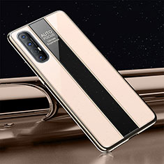 Coque Rebord Contour Silicone et Vitre Miroir Housse Etui T01 pour Oppo Reno3 Pro Or