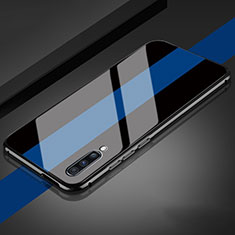 Coque Rebord Contour Silicone et Vitre Miroir Housse Etui T01 pour Samsung Galaxy A70S Bleu