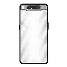 Coque Rebord Contour Silicone et Vitre Miroir Housse Etui T01 pour Samsung Galaxy A90 4G Blanc