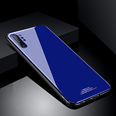 Coque Rebord Contour Silicone et Vitre Miroir Housse Etui T01 pour Samsung Galaxy Note 10 Plus 5G Bleu