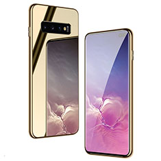 Coque Rebord Contour Silicone et Vitre Miroir Housse Etui T01 pour Samsung Galaxy S10 Plus Or