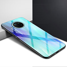 Coque Rebord Contour Silicone et Vitre Miroir Housse Etui T01 pour Xiaomi Mi 10i 5G Cyan