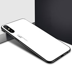 Coque Rebord Contour Silicone et Vitre Miroir Housse Etui T01 pour Xiaomi Redmi 9AT Blanc