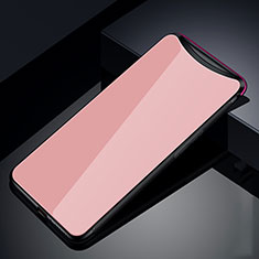 Coque Rebord Contour Silicone et Vitre Miroir Housse Etui T02 pour Oppo Find X Rose