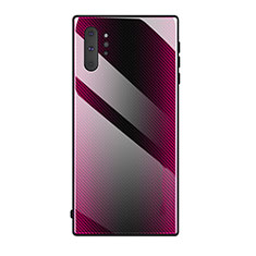 Coque Rebord Contour Silicone et Vitre Miroir Housse Etui T02 pour Samsung Galaxy Note 10 Plus 5G Rose Rouge