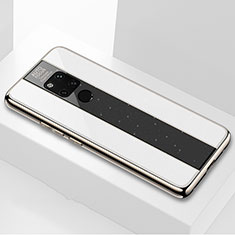Coque Rebord Contour Silicone et Vitre Miroir Housse Etui T03 pour Huawei Mate 20 X 5G Blanc