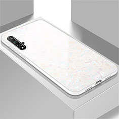 Coque Rebord Contour Silicone et Vitre Miroir Housse Etui T03 pour Huawei Nova 5 Blanc