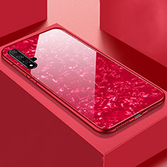 Coque Rebord Contour Silicone et Vitre Miroir Housse Etui T03 pour Huawei Nova 5 Pro Rouge