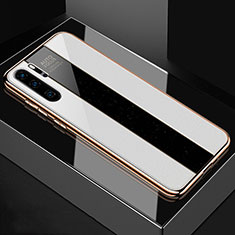 Coque Rebord Contour Silicone et Vitre Miroir Housse Etui T03 pour Huawei P30 Pro New Edition Blanc