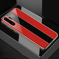 Coque Rebord Contour Silicone et Vitre Miroir Housse Etui T03 pour Huawei P30 Pro New Edition Rouge