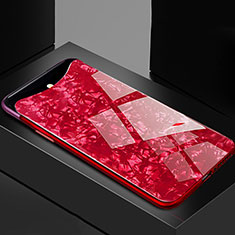 Coque Rebord Contour Silicone et Vitre Miroir Housse Etui T03 pour Oppo Find X Rouge
