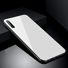 Coque Rebord Contour Silicone et Vitre Miroir Housse Etui T04 pour Samsung Galaxy A70 Blanc