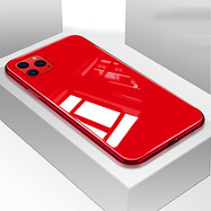 Coque Rebord Contour Silicone et Vitre Miroir Housse Etui T05 pour Apple iPhone 11 Pro Rouge