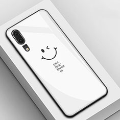 Coque Rebord Contour Silicone et Vitre Miroir Housse Etui T06 pour Huawei P20 Blanc