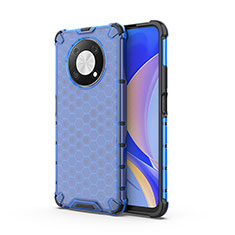 Coque Rebord Contour Silicone et Vitre Transparente Housse Etui 360 Degres AM1 pour Huawei Enjoy 50 Pro Bleu