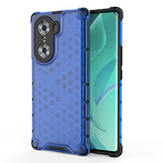 Coque Rebord Contour Silicone et Vitre Transparente Housse Etui 360 Degres AM1 pour Huawei Honor 60 Pro 5G Bleu