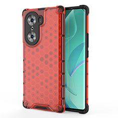 Coque Rebord Contour Silicone et Vitre Transparente Housse Etui 360 Degres AM1 pour Huawei Honor 60 Pro 5G Rouge