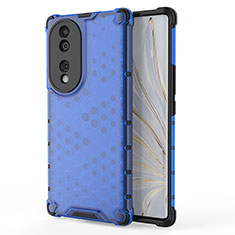 Coque Rebord Contour Silicone et Vitre Transparente Housse Etui 360 Degres AM1 pour Huawei Honor 70 5G Bleu